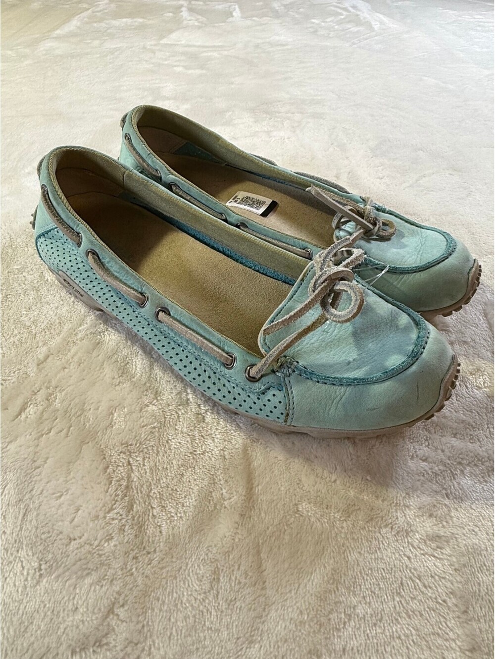 Merrell Marina Boat Shoes Womens 7.5 Pastel Turquoise Loafers Vibram J76510